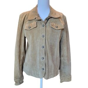 Christopher & Banks Tan Pig Leather Button Up Jacket